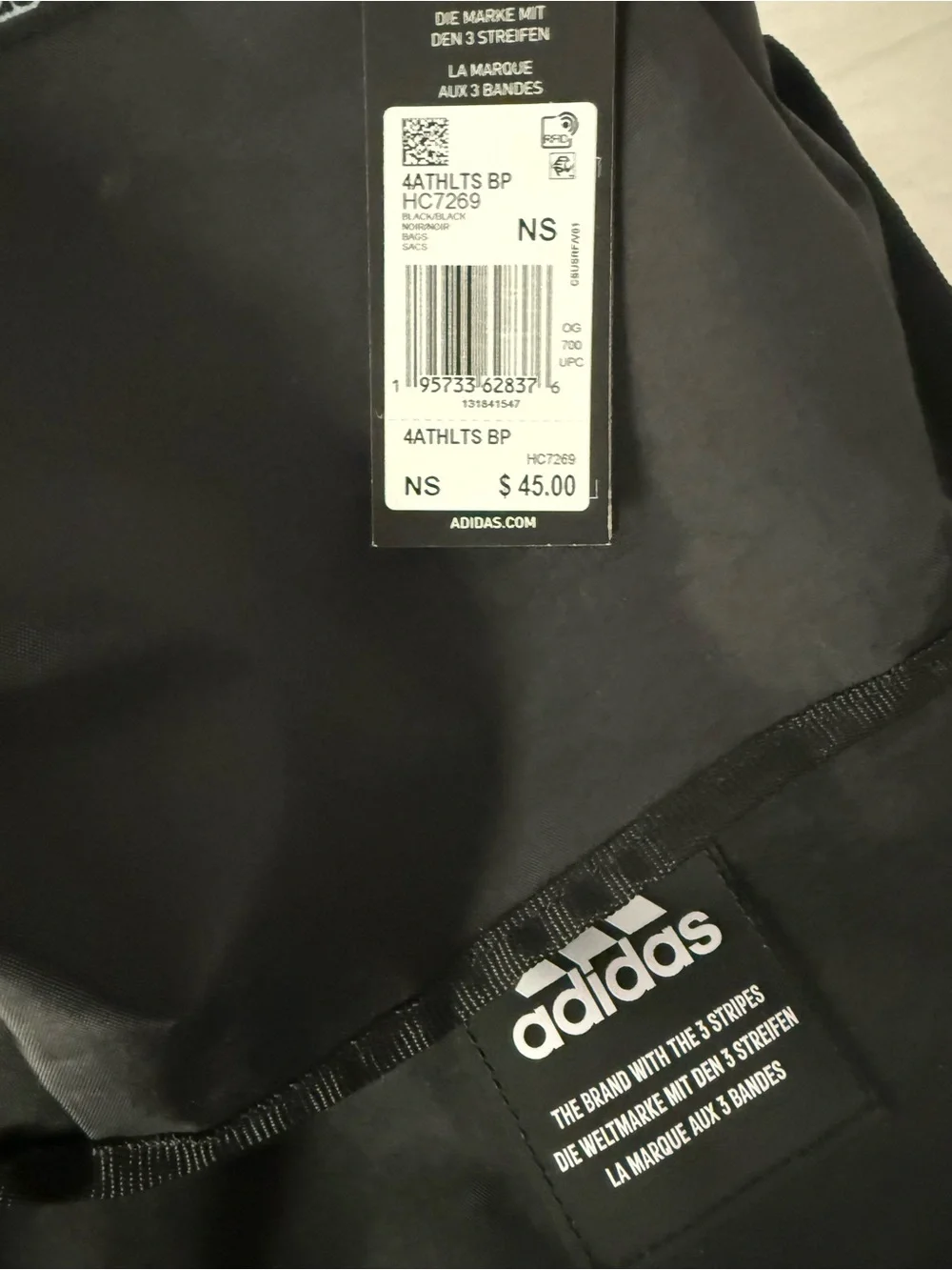 adidas Black Roll-Top drawstring Backpack with White Accents